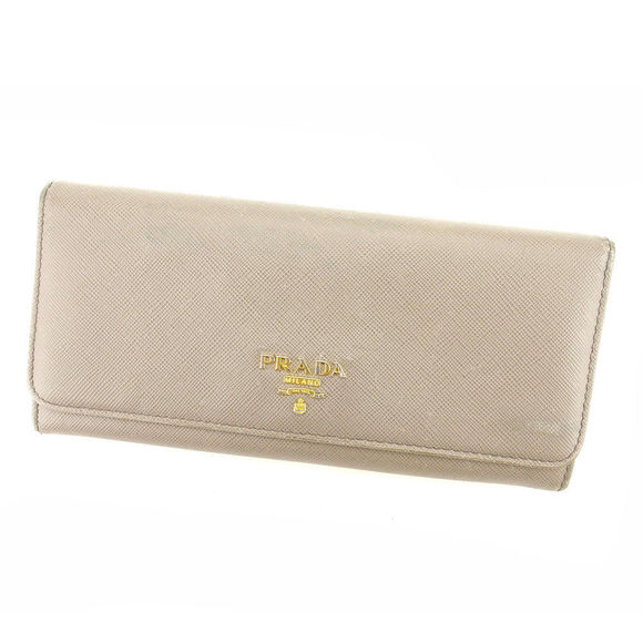 Prada motif gray ribbon leather long Wallet - Picture 1 of 6